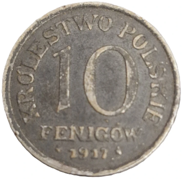 10 fenigów 1918 Królestwo Polskie rewers