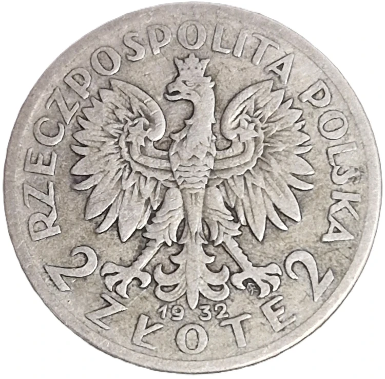 Moneta 2 złote 1932 Polonia Głowa Kobiety awers