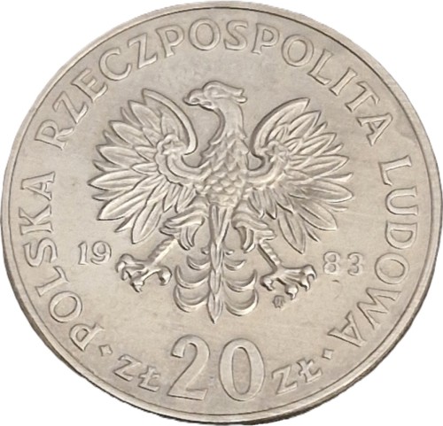 Moneta 20 zł Marceli Nowotko 1983 awers