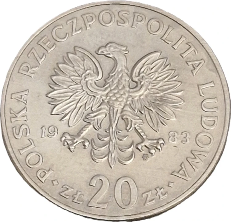 Moneta 20 zł Marceli Nowotko 1983 awers