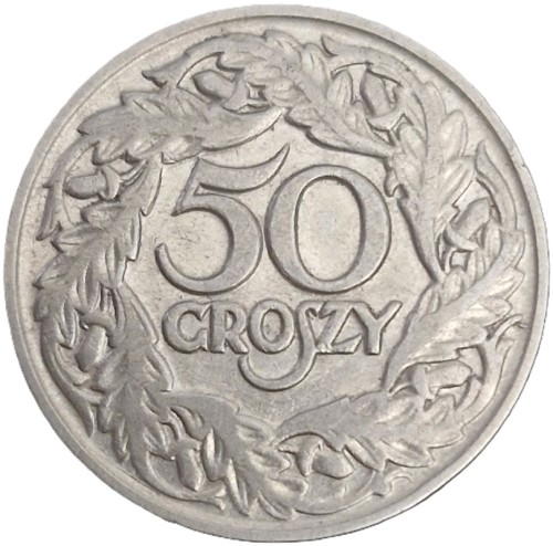 Moneta 50 groszy 1923 rewers stan 2
