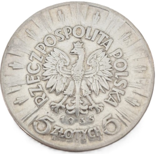 Moneta 5 złotych 1935 rok Józef Piłsudski awers
