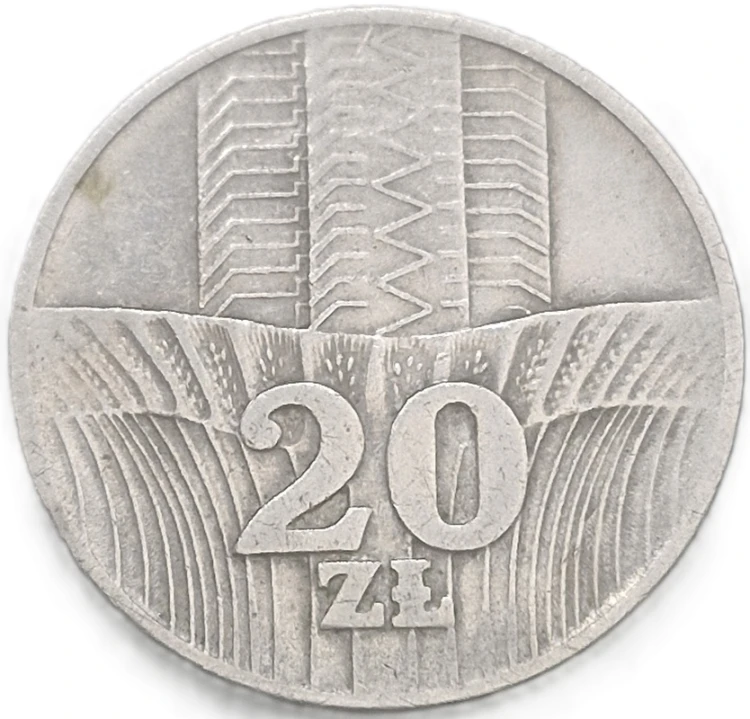 20 zł Wieżowiec i kłosy 1974 bz rewers