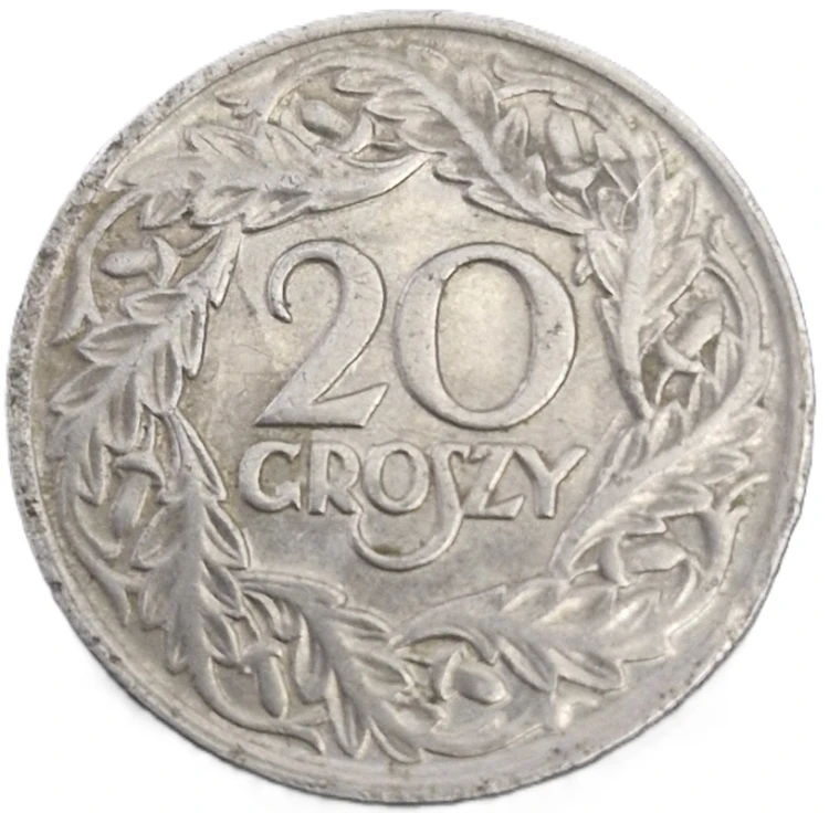 Moneta 20 groszy 1923 rewers stan 3