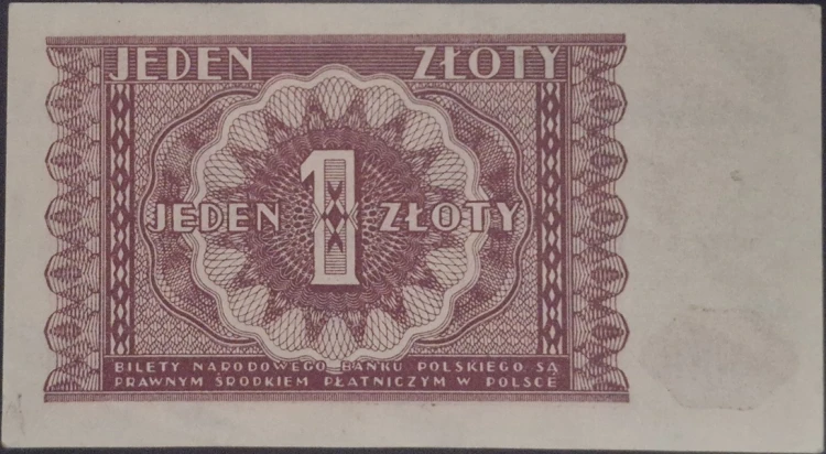 Banknot 1 złoty 1946 awers
