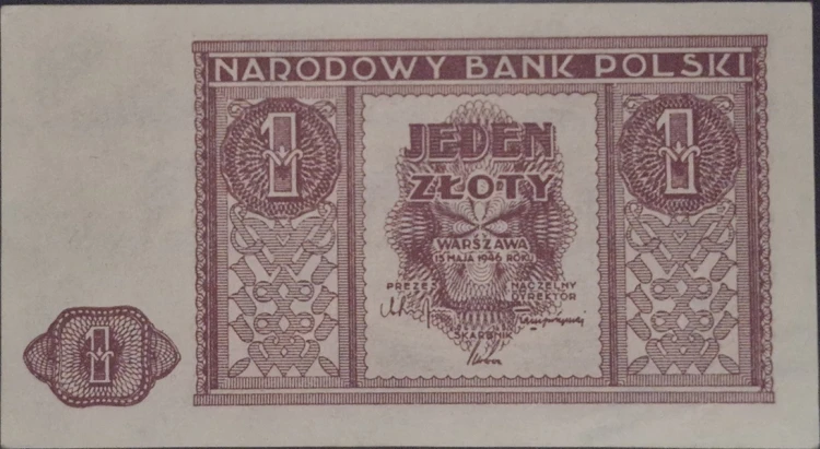 Banknot 1 złoty 1946 rewers