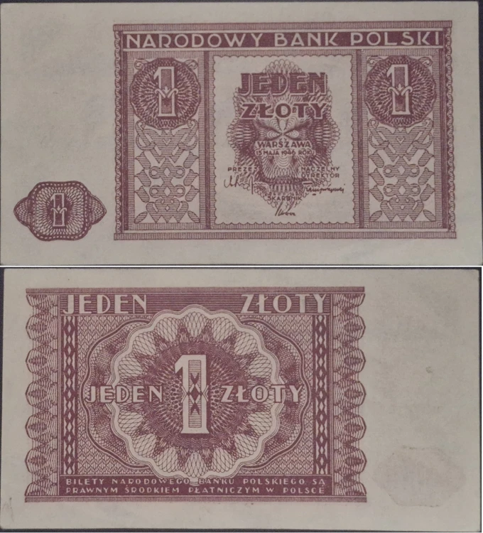 Banknot 1 złoty 1946