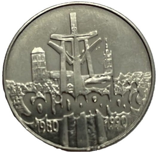 Moneta 10000 zł Solidarność 1980-1990 1990 rewers