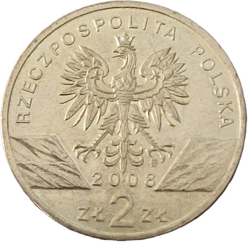 Moneta 2 zł Sokół wędrowny 2008 awers