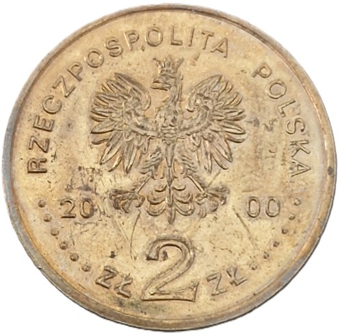 Moneta 2 zł Jan Kazimierz 2000 stan 2 awers