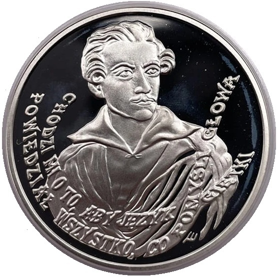 Moneta 10 zł 150 rocznica śmierci Juliusza Słowackiego 1999 rewers