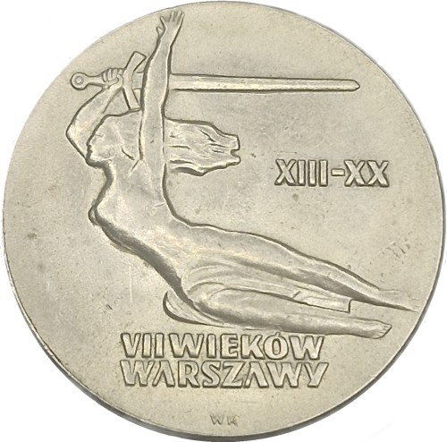 Moneta 10 zł Warszawska Nike 1965 rewers linia