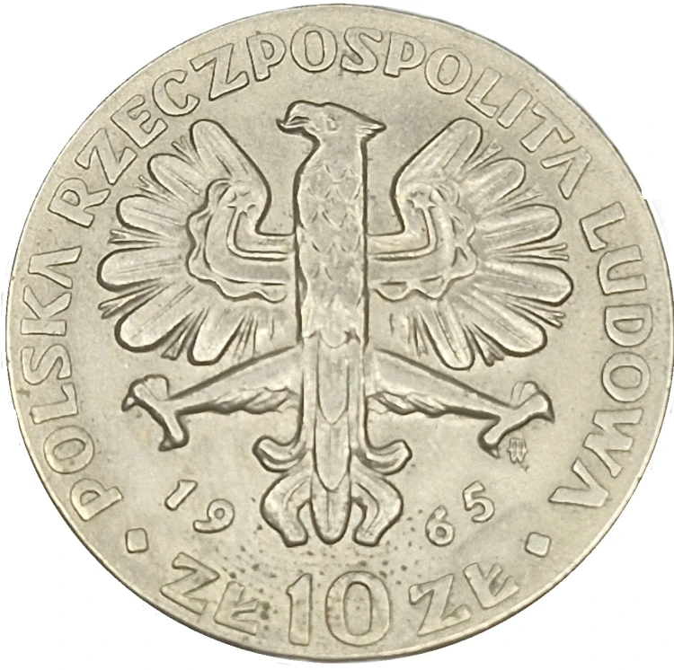 Moneta 10 zł Warszawska Nike 1965 awers