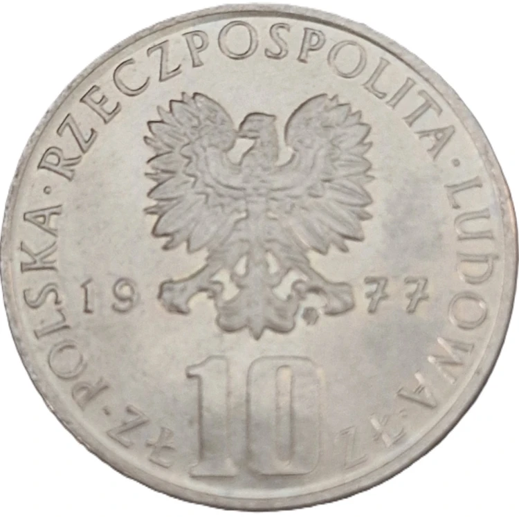 Moneta PRL 10 złotych 1977  Bolesław Prus awers