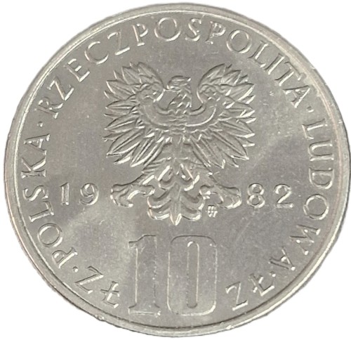 Moneta 10 złotych Bolesław Prus 1982 awers