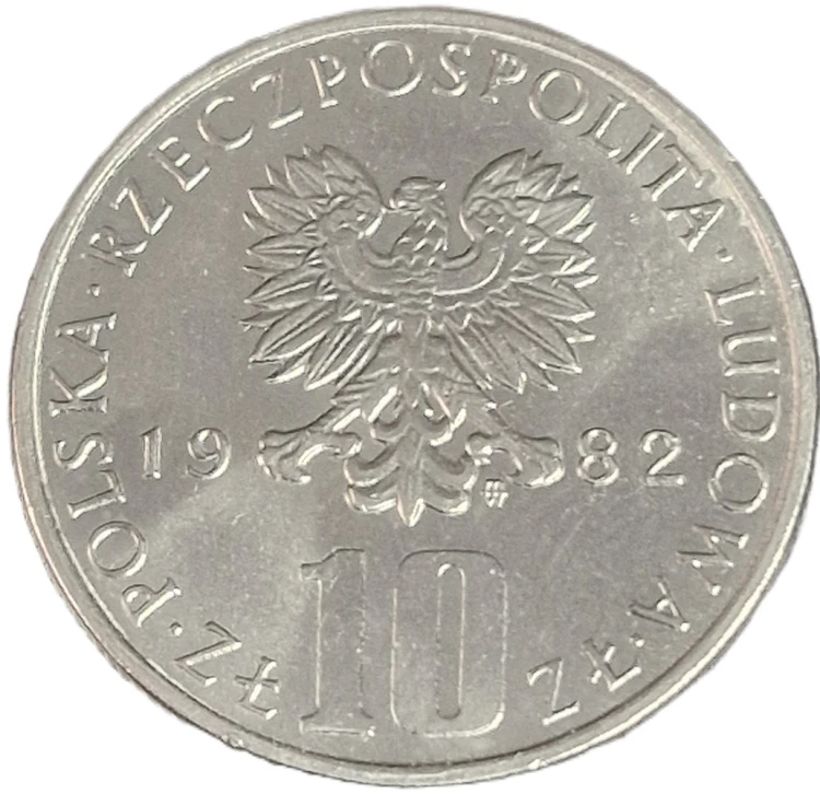 Moneta 10 złotych Bolesław Prus 1982 awers
