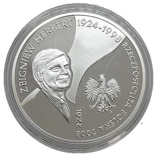 Moneta 10 zł Zbigniew Herbert 2008 awers