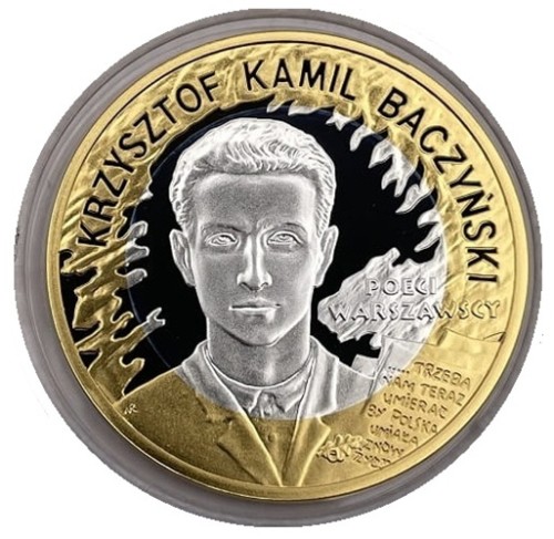 Moneta 10 zł Krzysztof Kamil Baczyński 2009 NBP rewers