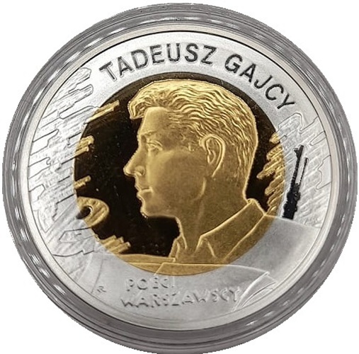 Moneta 10 zł Tadeusz Gajcy 2009 rewers