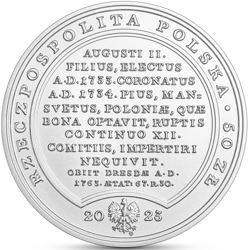 Moneta 50 zł August III Sas 2023 awers