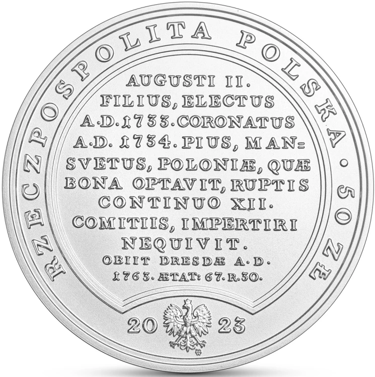 Moneta 50 zł August III Sas 2023 awers