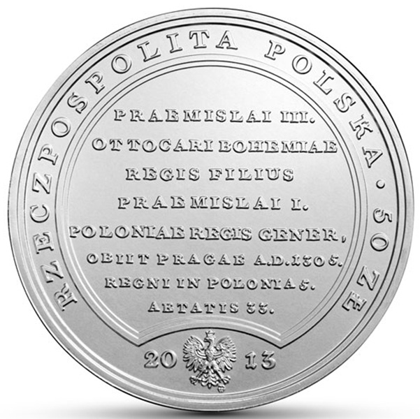 Moneta SSA 50 zł Wacław II Czeski 2013 awers