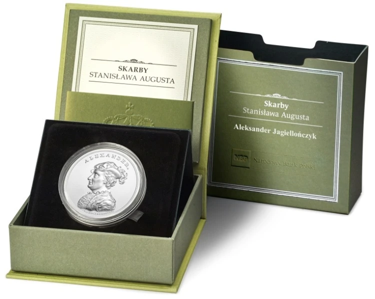 Moneta 50 zł Aleksander Jagiellończyk 2016 box