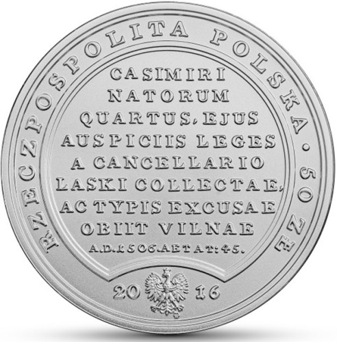 Moneta 50 zł Aleksander Jagiellończyk 2016 awers