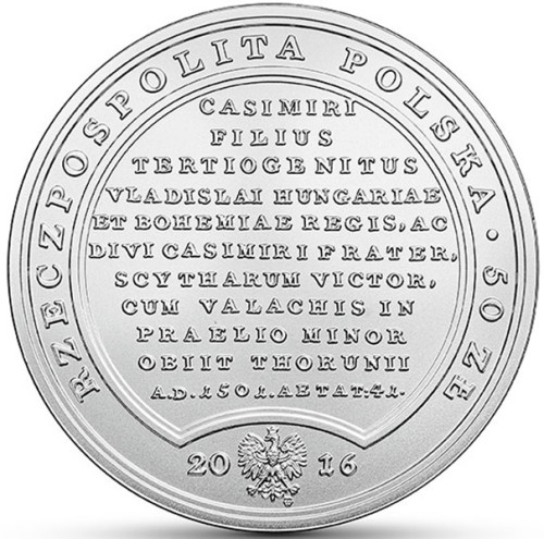 Moneta 50 zł Jan Olbracht 2016 awers