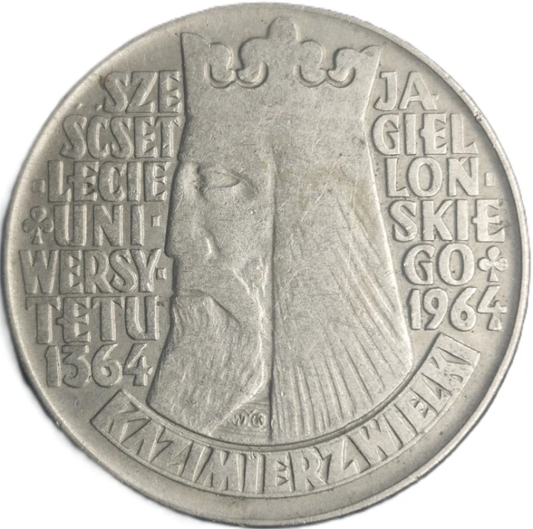 Moneta 10 zł Kazimierz Wielki wypukły 1964 rewers