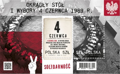 Znaczek Okrągły Stół I wybory 4 czerwca 1989 blok 2024