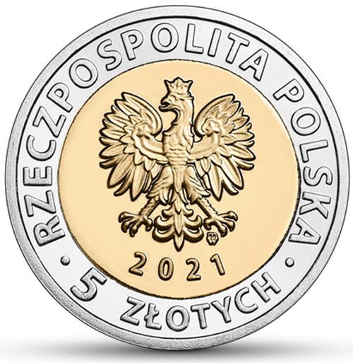 Moneta okolicznościowa 5 zł Brama Żuraw w Gdańsku 2021 awers