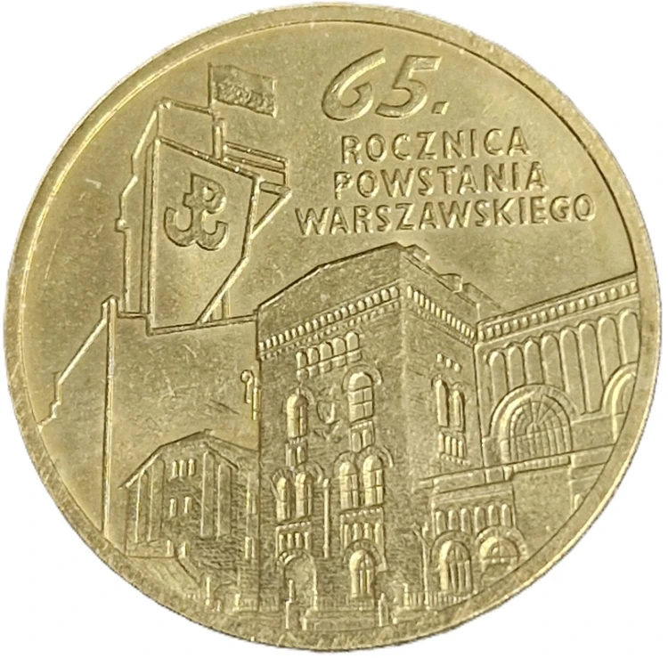 Moneta 2 zł 65 rocznica Powstania Warszawskiego 2009 rewers