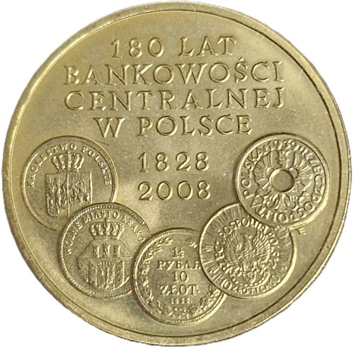 Moneta 2 zł 180-lat Bankowości Centralnej 2009 rewers