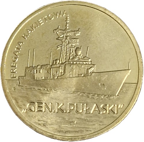 Moneta 2 zł Fregata Rakietowa gen Pułaski 2013 rewers