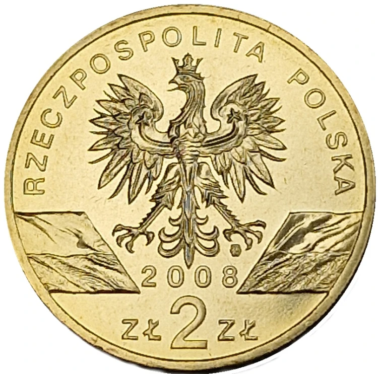 Moneta 2 zł Sokół wędrowny 2008 awers