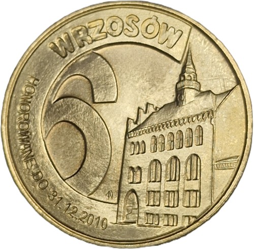 Moneta zastępcza 6 wrzosów Września 2010 rewers