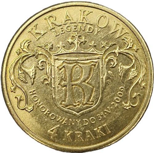 Moneta zastępcza 4 kraki Lajkonik Kraków 2009 awers