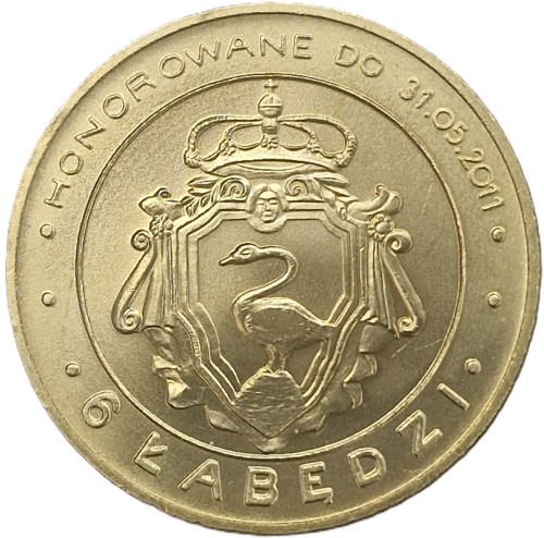 Moneta zastępcza 6 Łabędzi Kępno 2011 awers