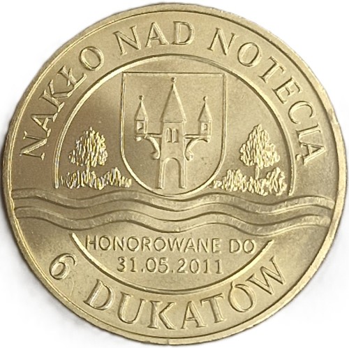 Moneta zastępcza 6 dukatów Nakło nad Notecią 2011 rewers