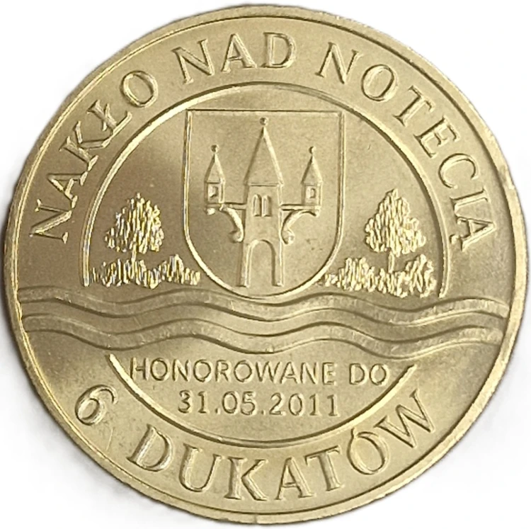 Moneta zastępcza 6 dukatów Nakło nad Notecią 2011 rewers