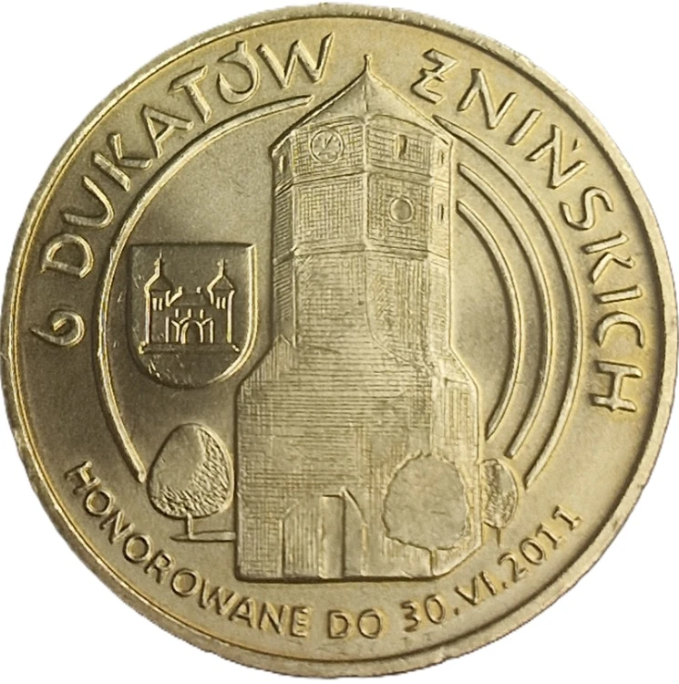 Moneta zastępcza 6 denarów Żnińskich 2010 awers