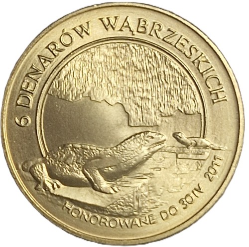Moneta zastępcza Wąbrzeźno 6 denarów wąbrzeskich 2011 odwrotka rewers