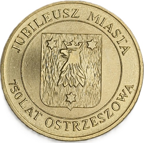 Moneta zastępcza Ostrzeszów 6 baszt 2010 odwrócony awers
