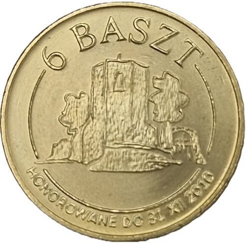 Moneta zastępcza Ostrzeszów 6 baszt 2010 odwrócony rewers