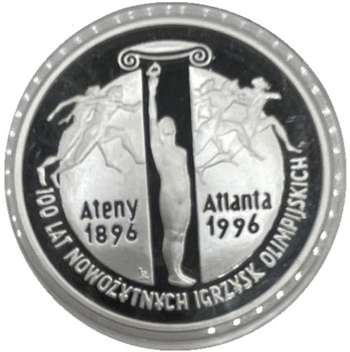 Moneta 10 zł 100 lat Nowożytnych Igrzysk Olimpijskich 1995 rewers