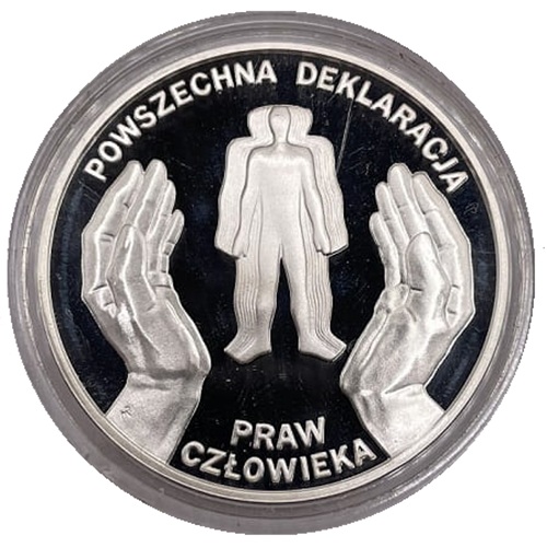 Moneta 10 zł Deklaracja praw człowieka 1998 awers