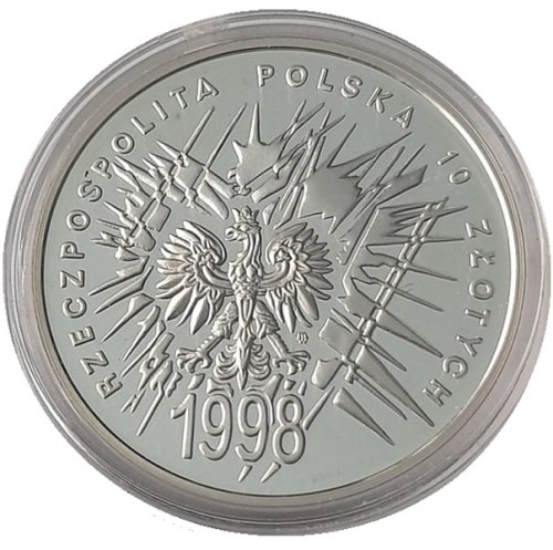 Moneta 10 zł 80 rocznica Odzyskania Niepodległości 1998 awers