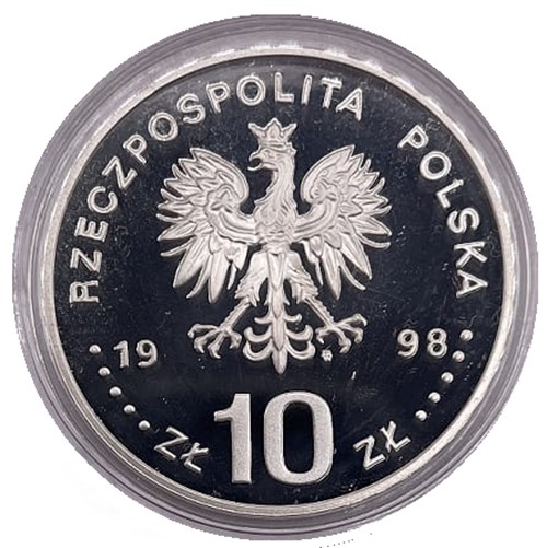 Moneta 10 zł gen. August Emil Fieldorf Nil 1998 awers