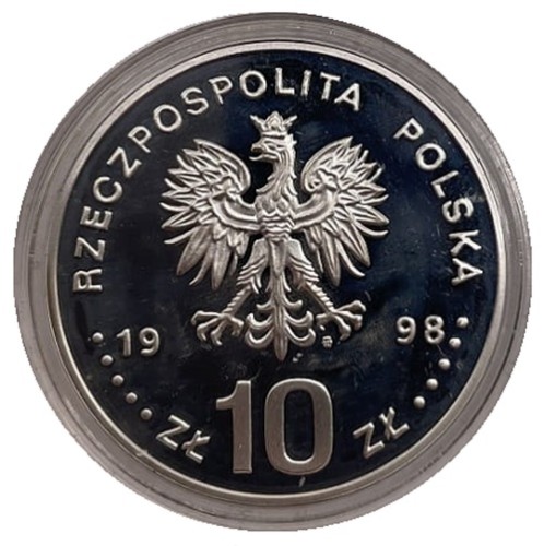Moneta 10 zł Zygmunt III Waza półpostać 1998 awers